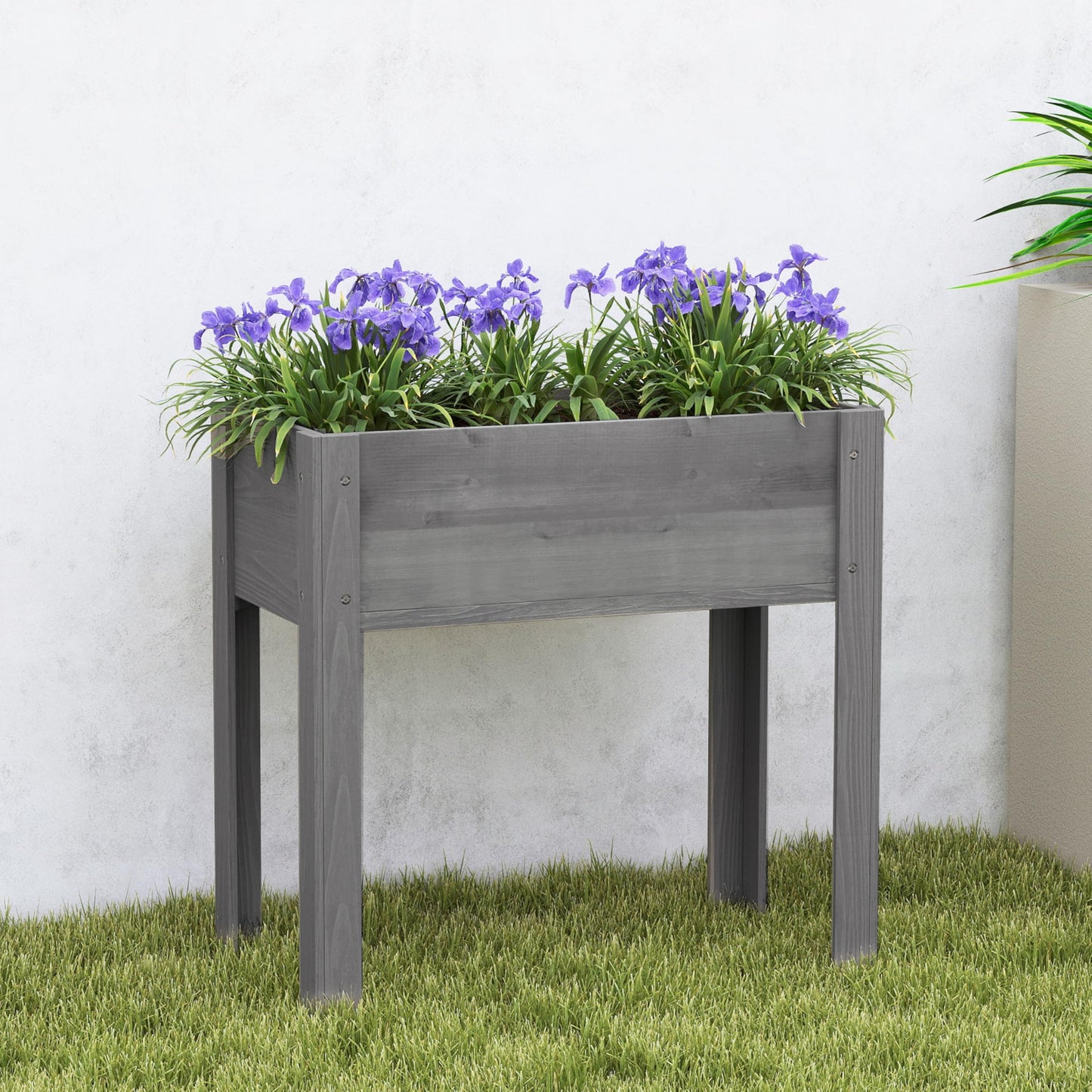 Sobetwood Raised Garden Bed with Legs, 31x16x31'', Outdoor Wood Elevated Planter Box, Grey Cedar, Thick Legs, w/Liner