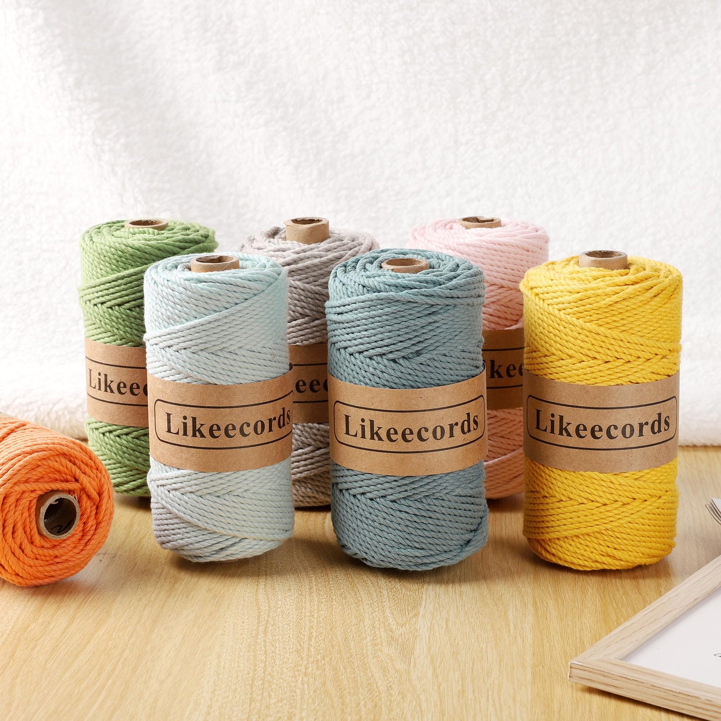 Likeecords 2 Rolls of Cotton Macrame Cord 3mm x 100m, 3 Strand Twisted, Macrame Rope, Macrame String Cotton Yarn, Macrame Yarn Craft Cord for Knitting Plant Hangers Christmas Décor (Terra Cotta)