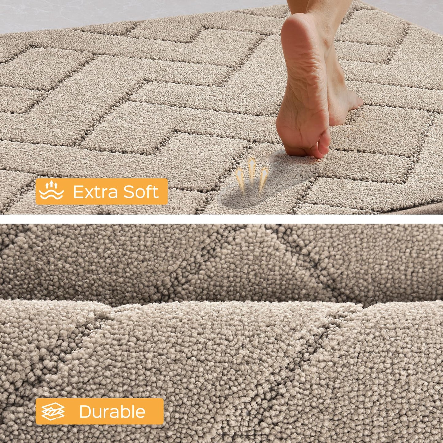 anllugs Machine Washable Kitchen Rugs 24" x 36", Non-Slip Kitchen Runner Rugs Mats for Floor, Absorbent Comfort Standing Mats for Kitchen, Sink, Laundry and Hallway, Taupe