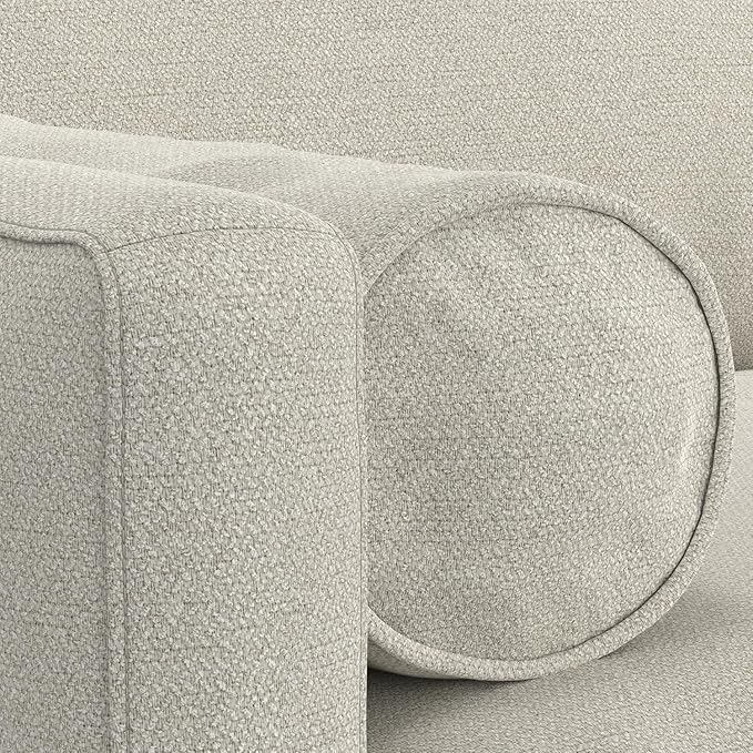 SIMPLIHOME Morrison 89-inch Wide Sofa in Cream White Woven-Blend Fabric, Handcrafted Mid-Century Modern Couch for Living Room or Family Room, Single Bench Cushion, Bolster Pillows