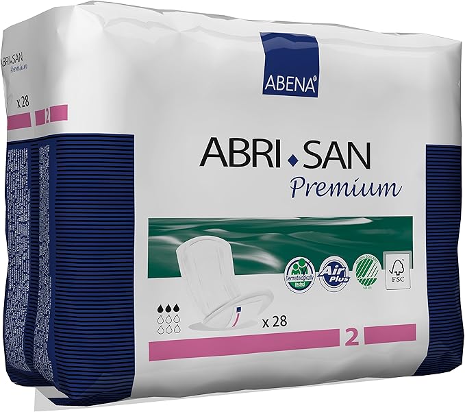 Abena Abri-San Premium Incontinence Pads, Light Absorbency, (Sizes 1 To 3A) Size 2, 28 Count