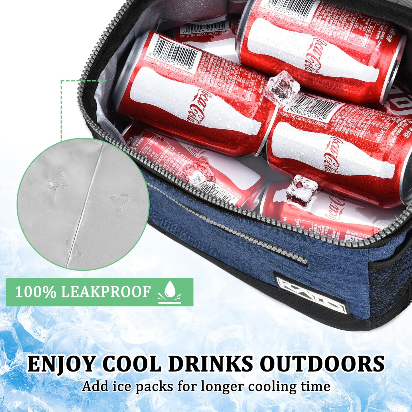 Tirrinia Insulated Lunch Box for Adults Men Women - Leakproof Lunch Bag, Soft Cooler for Work, Beach, Travel & Picnic, Blue
