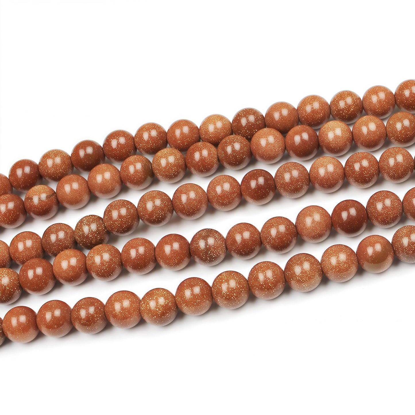 MJDCB AAA Natural Gold Sand Gemstone Loose Round Beads Spacer Beads for Jewelry Making (10mm)