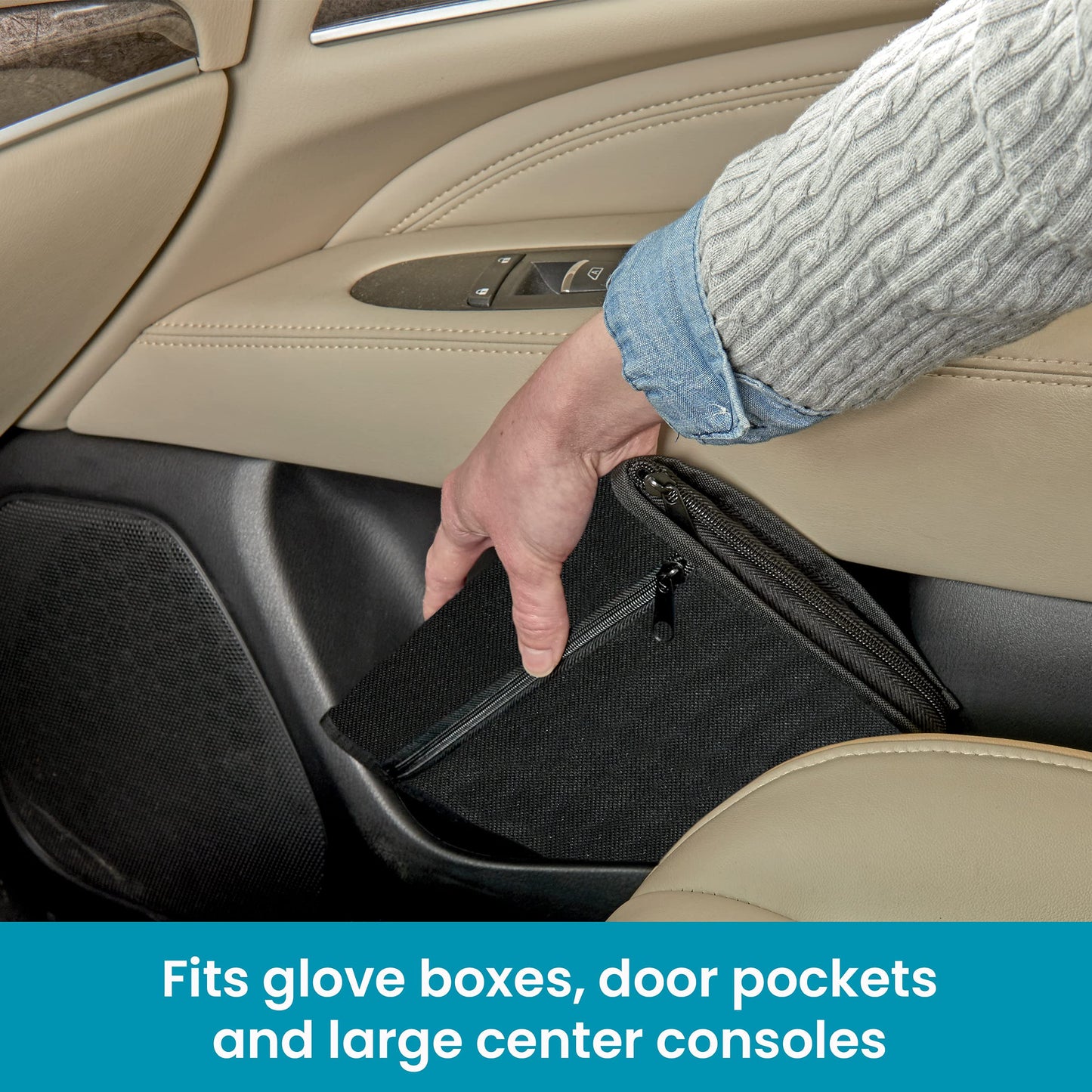High Road Car Glove Box Organizer, Registration and Insurance Document Holder and Car Manual Holder with Flexible Secure Zippered Case and Note Pad