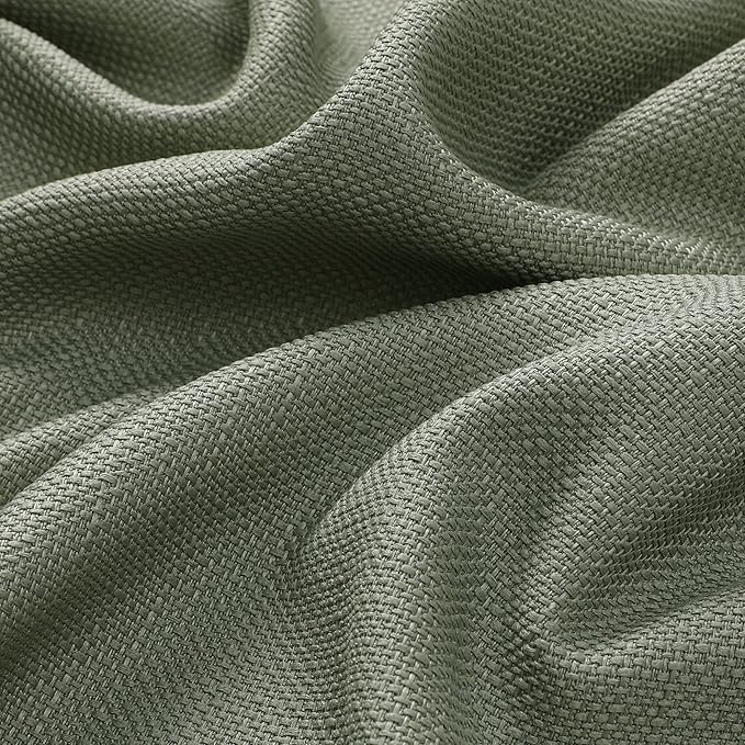 Chyhomenyc Bennet 2 Panels Light Green Kitchen Curtains Tier 24 Inch Length, Faux Linen Textured Small Cafe Curtains, Light Filtering Short Window Curtains for Bathroom Basement, 30x24 Inch