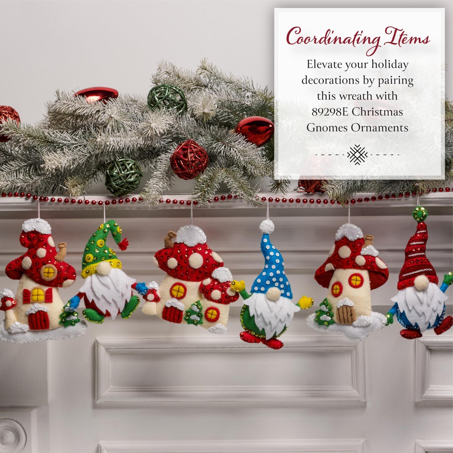 Bucilla Felt Applique Wreath Making Kit, Mushroom Magic, Perfect for DIY Arts and Crafts
