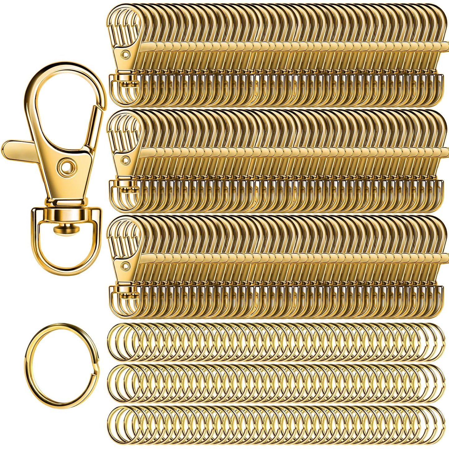 LEOBRO 240PCS Lobster Claw Clasps and Key Rings, Metal Key Chains, 120PCS Keychain Clips and 120PCS Key Chain Ring for Keychain, Jewelry Making, Art Crafts, Gold