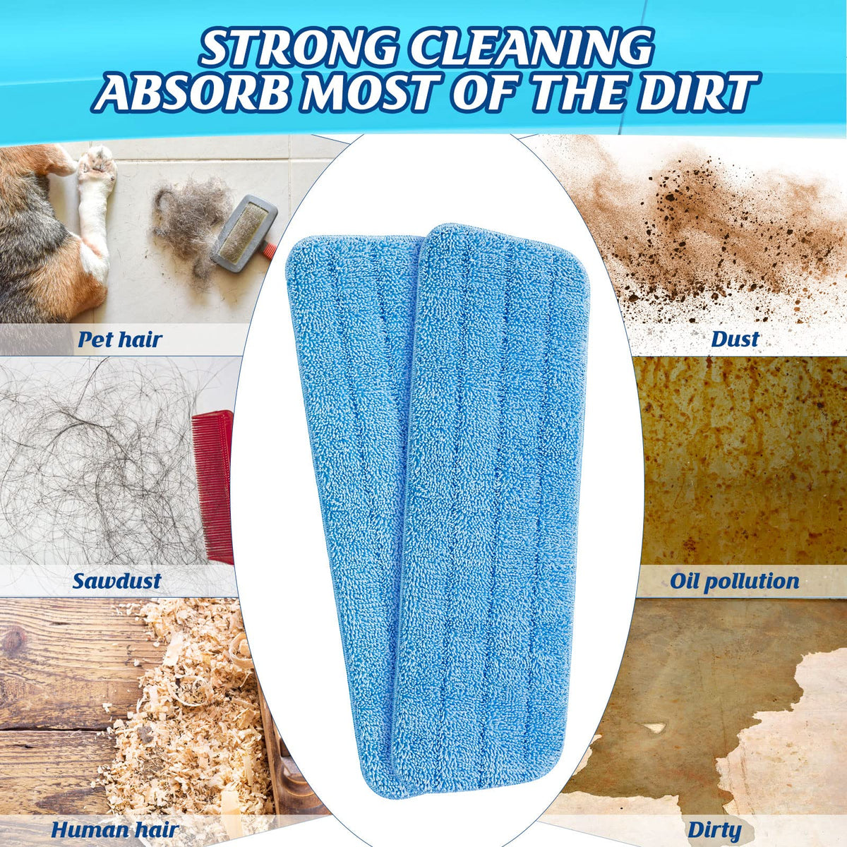 24 Pcs Microfiber Mop Pads Replacement Heads