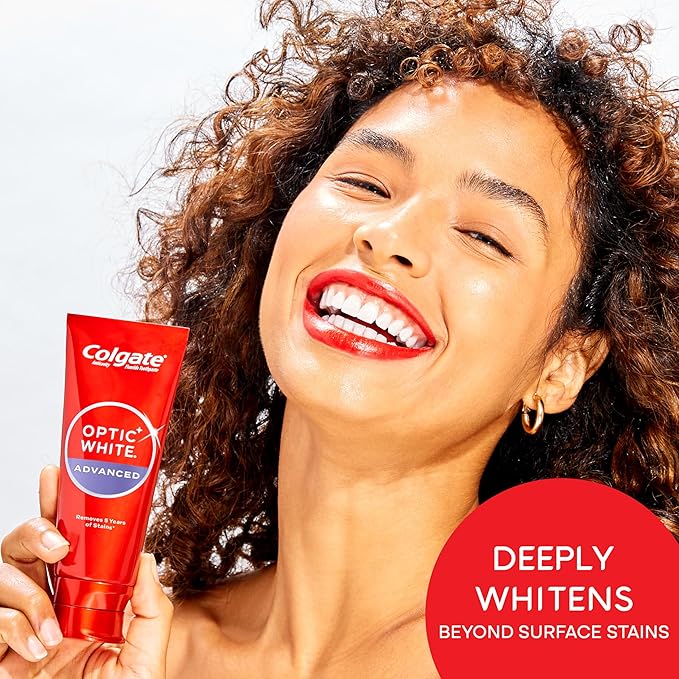 Colgate Optic White Advanced Hydrogen Peroxide Toothpaste, Teeth Whitening Toothpaste Pack, Enamel-Safe Formula, Helps Remove Tea, Coffee, and Wine Stains, Sparkling White, 2 Pack, 4.5 oz