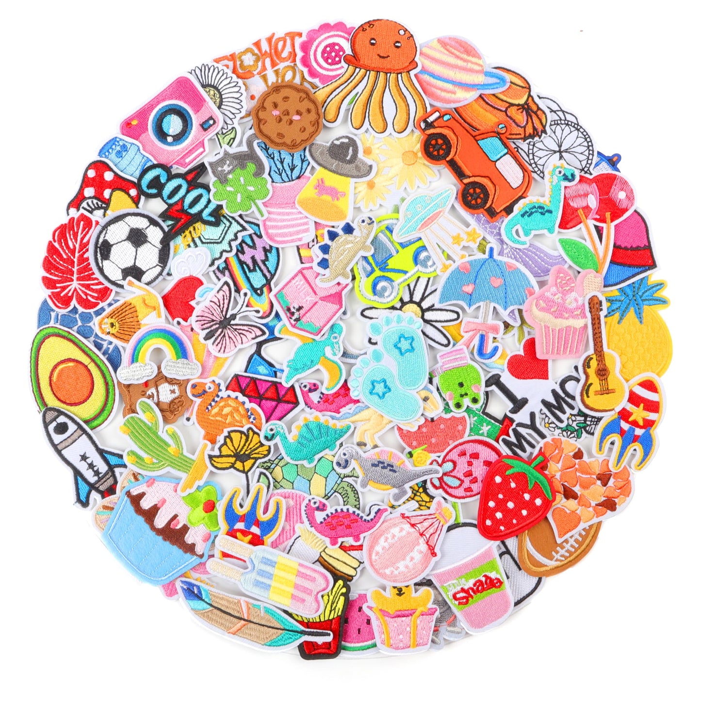 NICEVINYL Embroidered Iron on Patches for Clothing: 80PCS Random Patch Appliques for Clothes Jeans Jackets Bags Hats Fabric Repair - Assorted Funny Style Sew on Patches for DIY Accessories