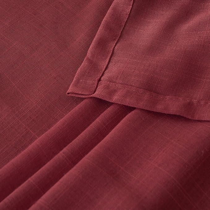 BGment Linen Burgundy Curtains 40 Inch Length for Kitchen Window, Small Semi Sheer Drapes for Cafe Over Sink Bathroom Lightweight Rod Pocket Light Filtering, 2 Panels Set, Each 30 Inch Wide