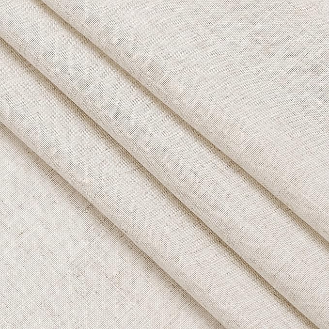Beige Linen Curtains 63 Inches Long for Bedroom Back Tab Light Filtering Privacy Sheer Curtains Modern Farmhouse Coastal Decor Linen Cotton Textured Gauze Curtain for Bathroom 2 Panel Set 42x63