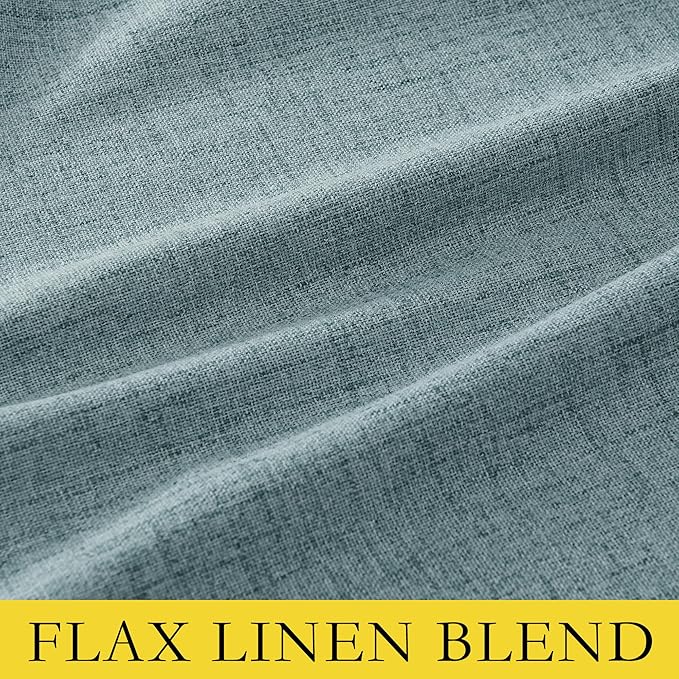NICETOWN 100% Absolutely Blackout Linen Curtains with Thermal Insulated Liner, Skylark Blue, 62" Wide, 102" Length Energy Saving Curtains for Living Room 2 Panels Set, Vertical Blinds