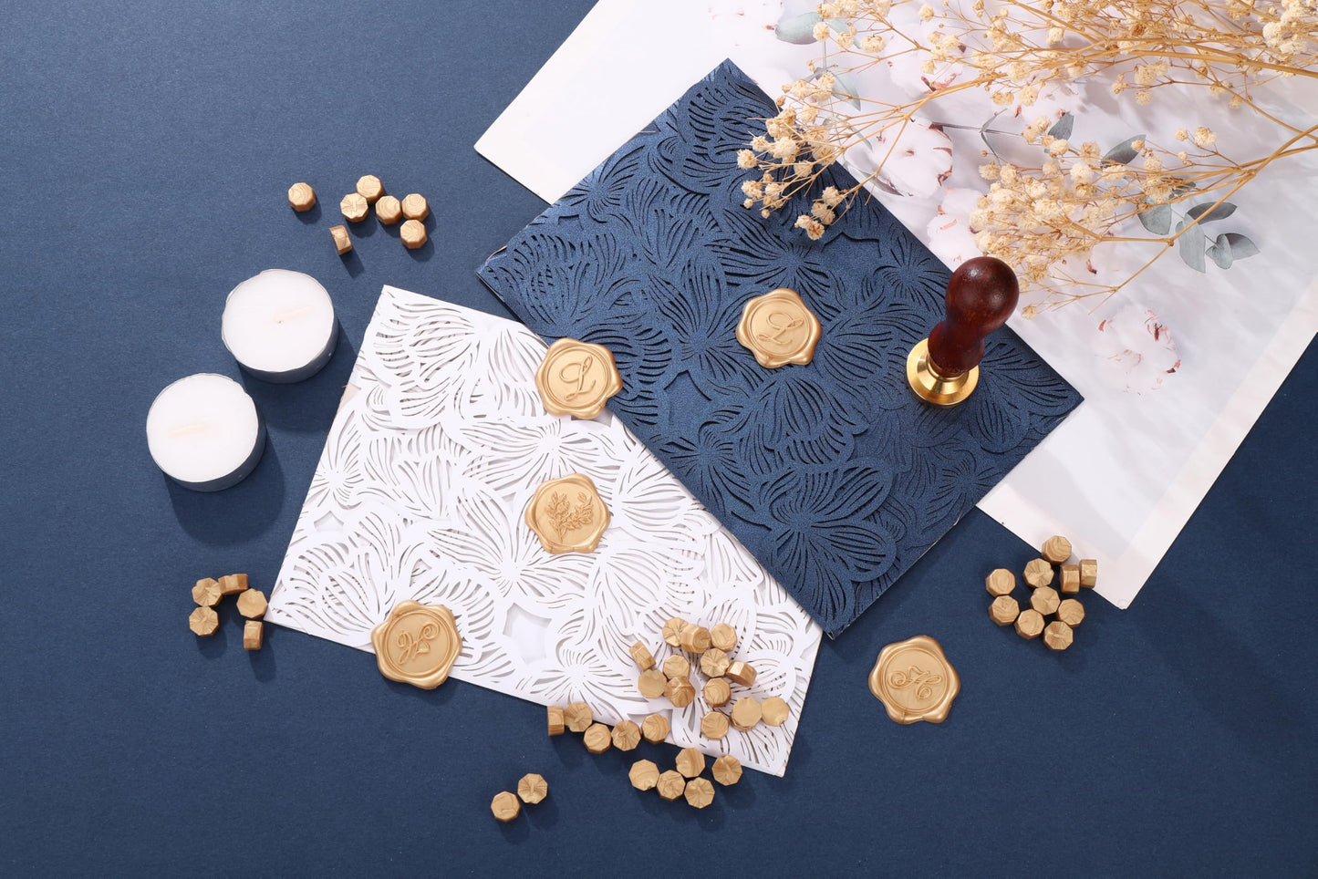 Yoption 360Pcs Light Gold Sealing Wax Beads, Vintage Wax Seal Beads for Embellishment of Wedding Invitation, Envelope, Gift Wrapping, Wine Package