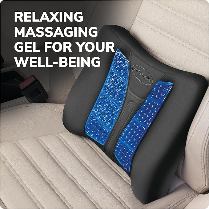 Dr. Scholl's Massaging Gel Lumbar Seat Cushion for Car, Truck, SUV — Black