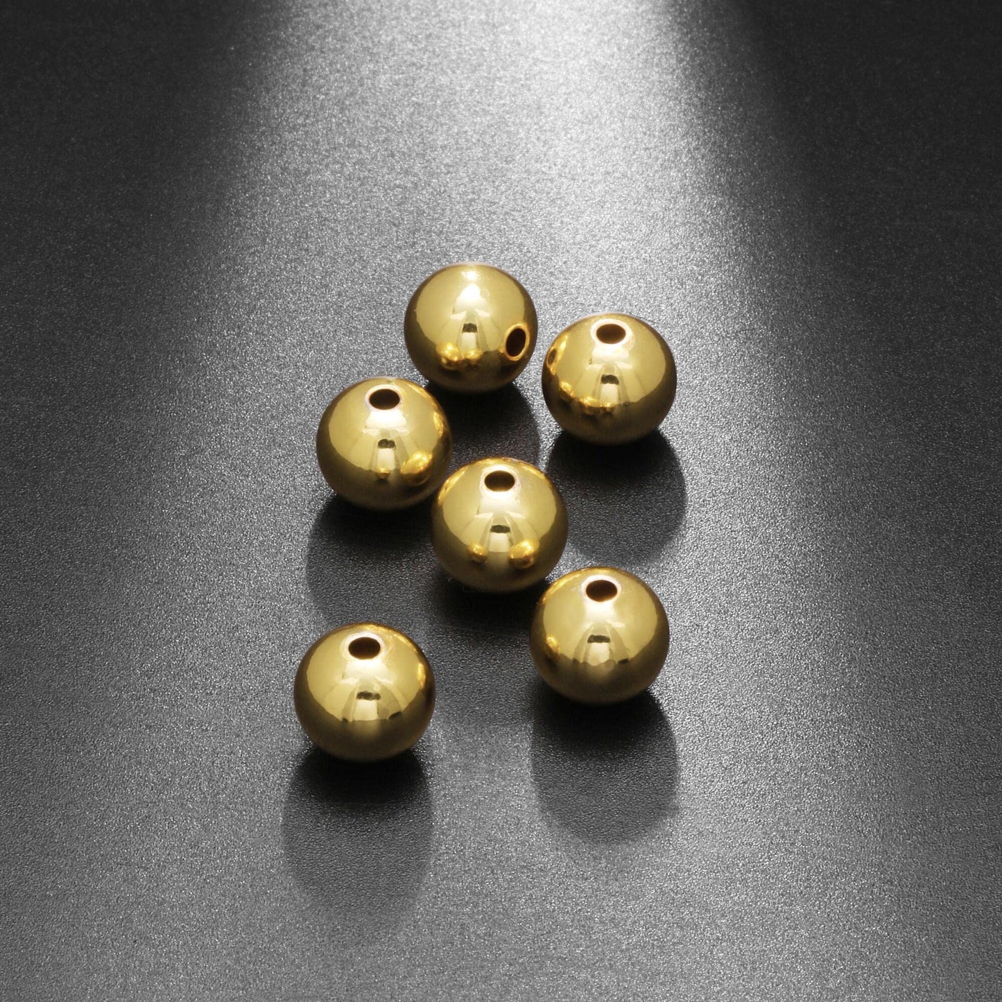 CNONE 310Pcs 18K Gold Filled Spacer Beads for Jewelry Making, Round Small Ball Gold Filled Beads for Bracelet, Necklace Bulk Supply (4mm)