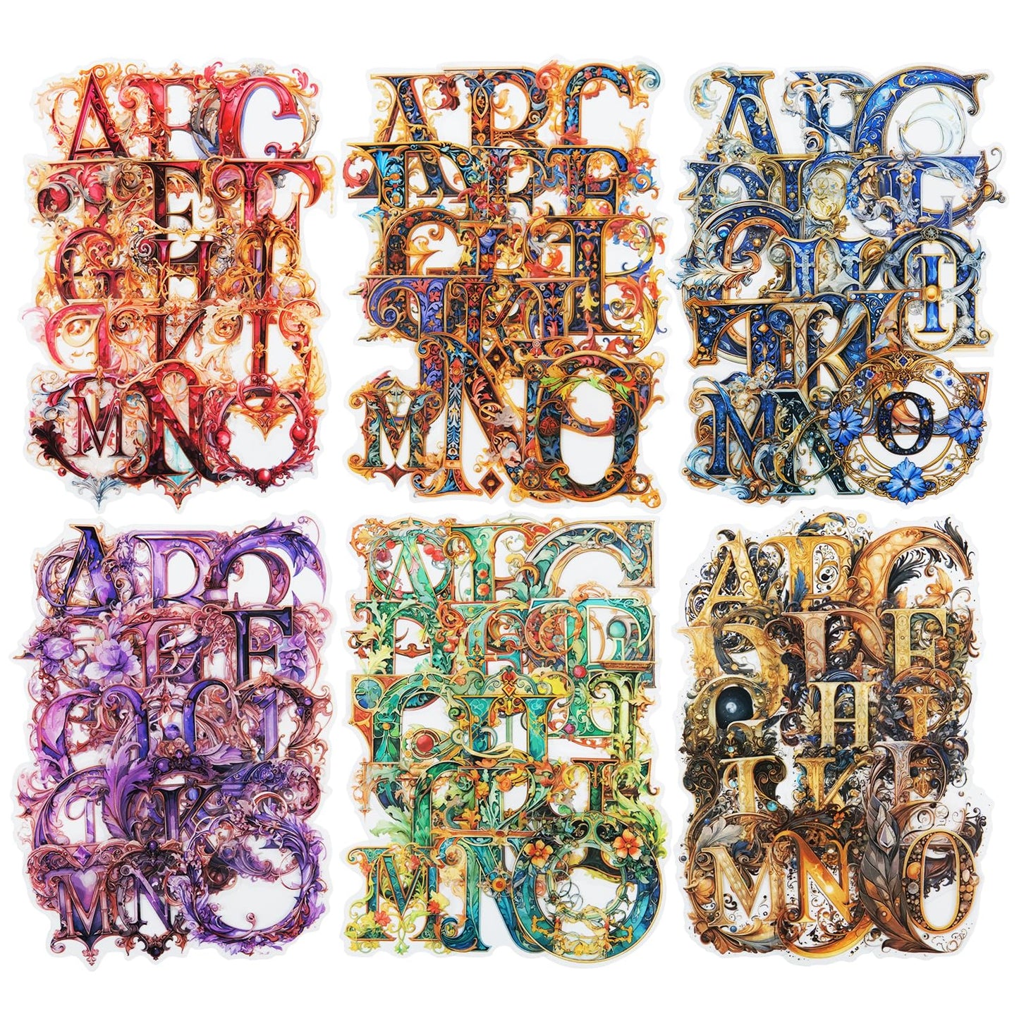 AuriicLeaf Baroque Alphabet Scrapbook Stickers Set, 156PCS Letters Ephemera for Scrapbooking, Junk Journaling, Crafting, DIY Projects, Diaries, and Art Supplies