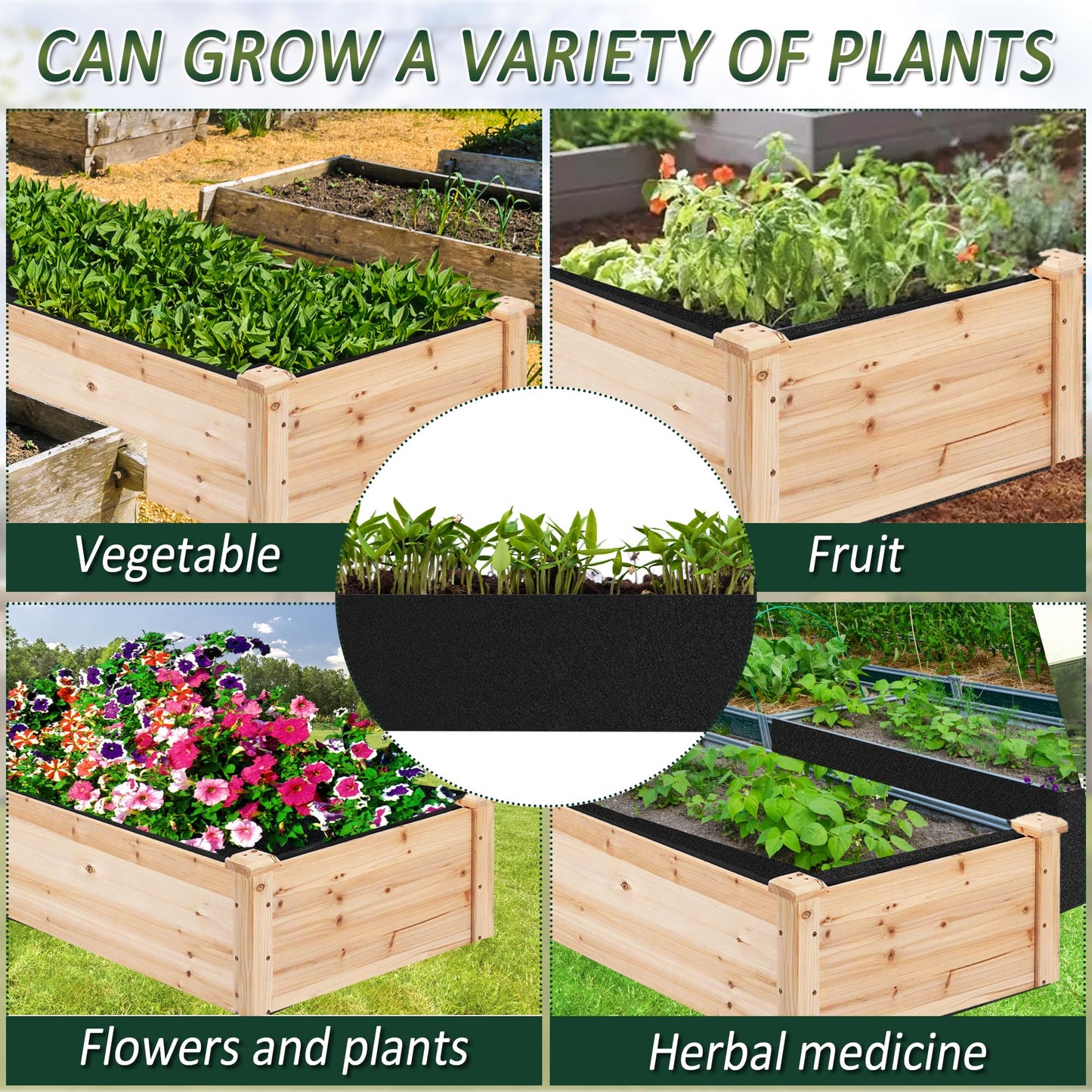 FULEIYA 1PCS Raised Garden Bed Liner Fabric Raised Garden Bed Breathable Drainage Rectangle Grow Bags with Handles Fabric Garden Bed for Outdoor Garden Bed Holds Soil - 4ft x 2ft x 1ft