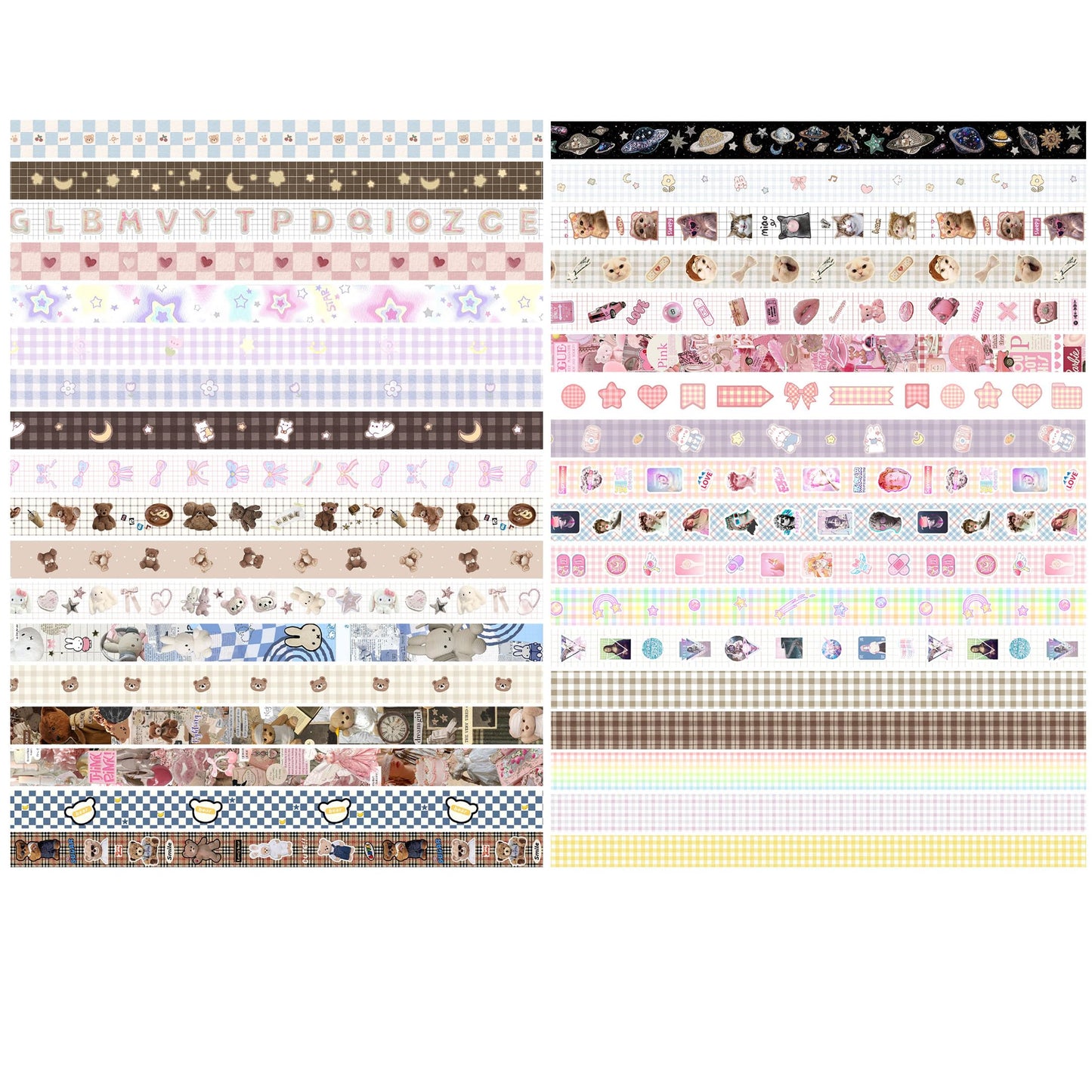 YUBBAEX Cute Washi Tape Value Pack 36 Rolls Aniamls Printed Masking Tape Kawaii Decorative for Arts, DIY Crafts, Journal Supplies, Planners, Scrapbook, Card/Gift Wrapping (Girly Style)