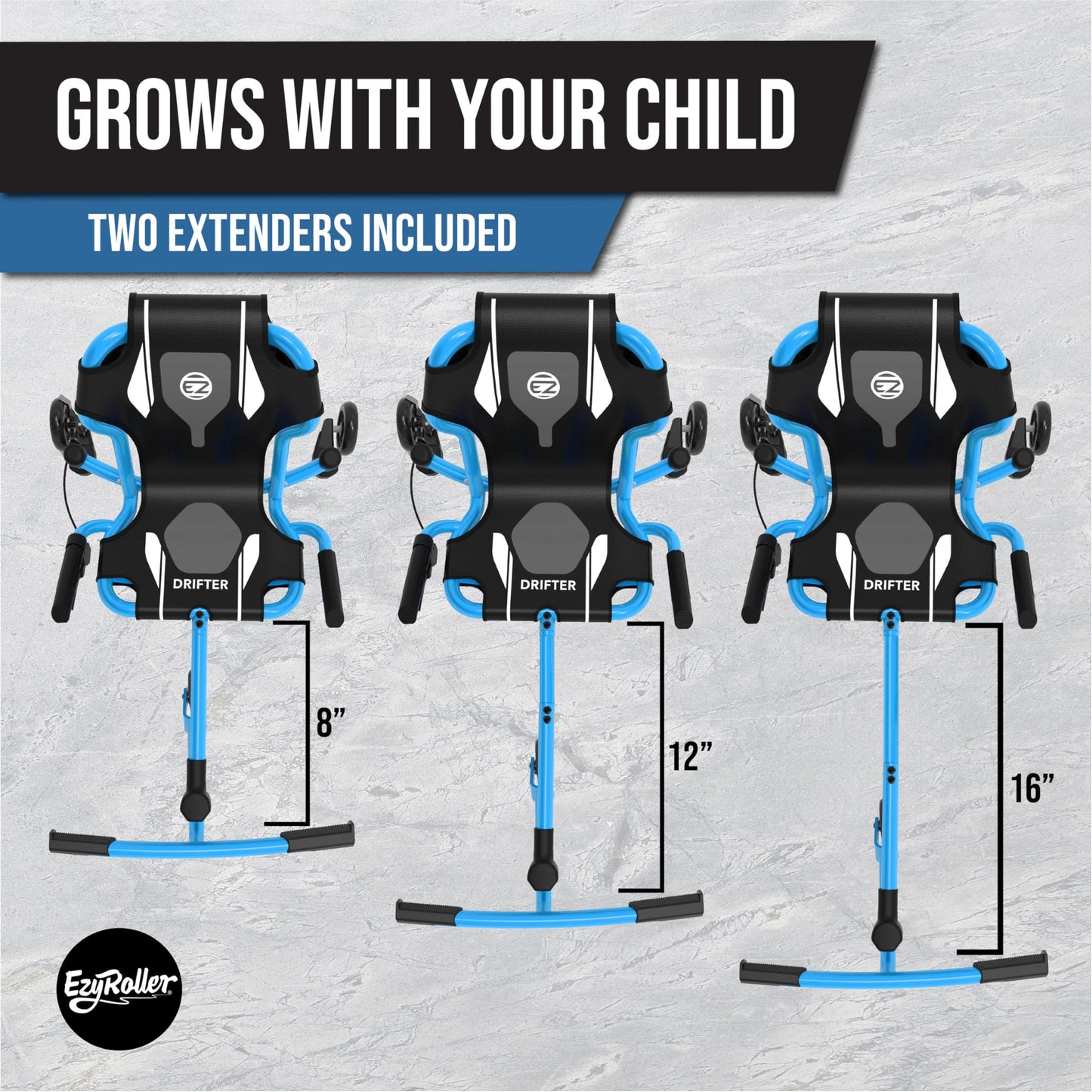 EzyRoller Drifter X Ride On Toy for Kids, Ages 4-12, Up to 154 lbs - Blue