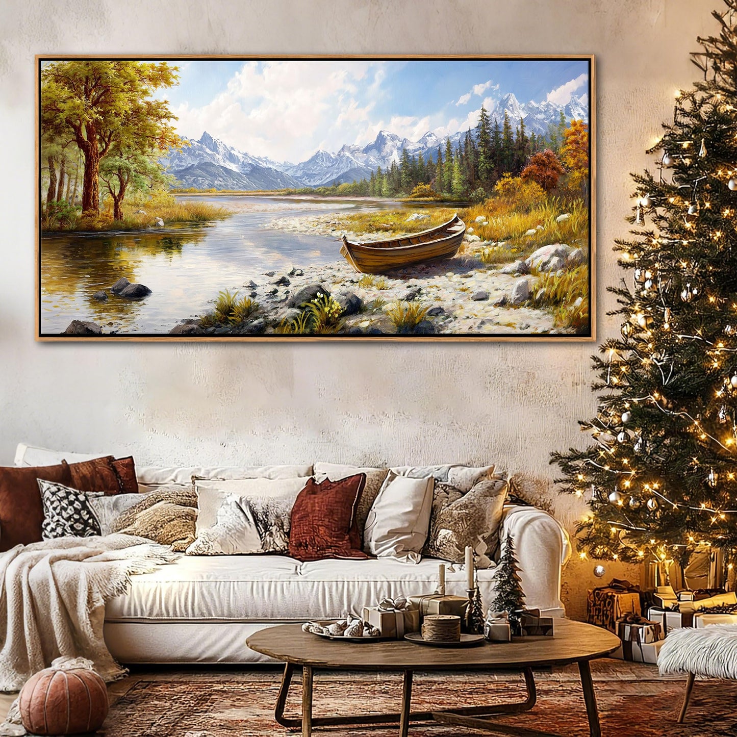 Mofutinpo Fall Mountain Landscape Wall Art - Nature Forest Canvas Art for Living Room, Bedroom & Dining Room - Framed Paintings for Wall Decor - Large Scenic Artwork for Home 20x40IN