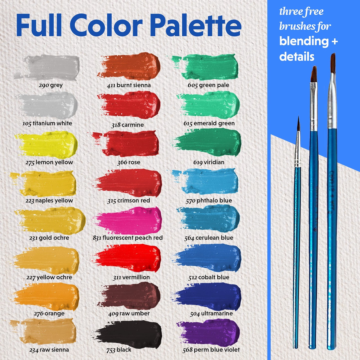 Crafts 4 All Acrylic Paint Set for Adults and Artists - 24 Pack of 12mL Paints with 3 Art Brushes, Non-Toxic Craft Paint for Easter Eggs, Ceramic Rock- Art Supplies