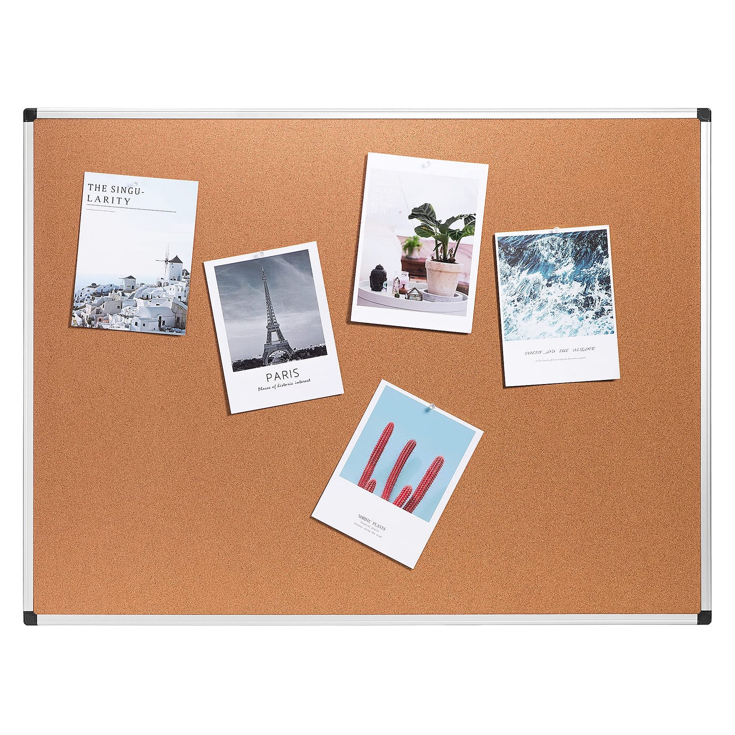 Amazon Basics Rectangular Bulletin Board, Cork Board for Wall, Vision Board for Classroom and Office, Aluminum Frame, 35" x 47", Brown