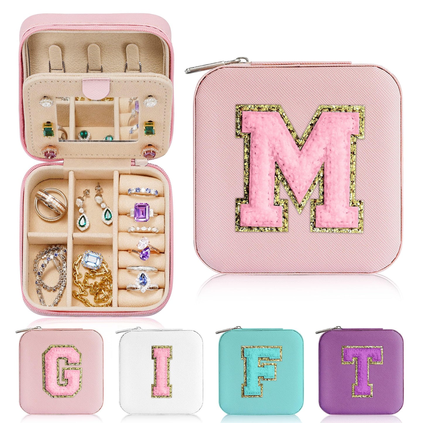 Parima Jewelry Organizer Box | Travel Jewelry Case | Ring, Necklace & Earring Organizer | Small, Pink