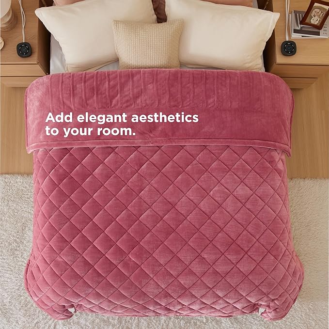 Bedsure Electric Blanket King Size - Dual Control Heated Weighted Blanket King with 10 Heat Settings, Fast Heating with 10 Time Settings (100x90 inches, Dusty Rose)
