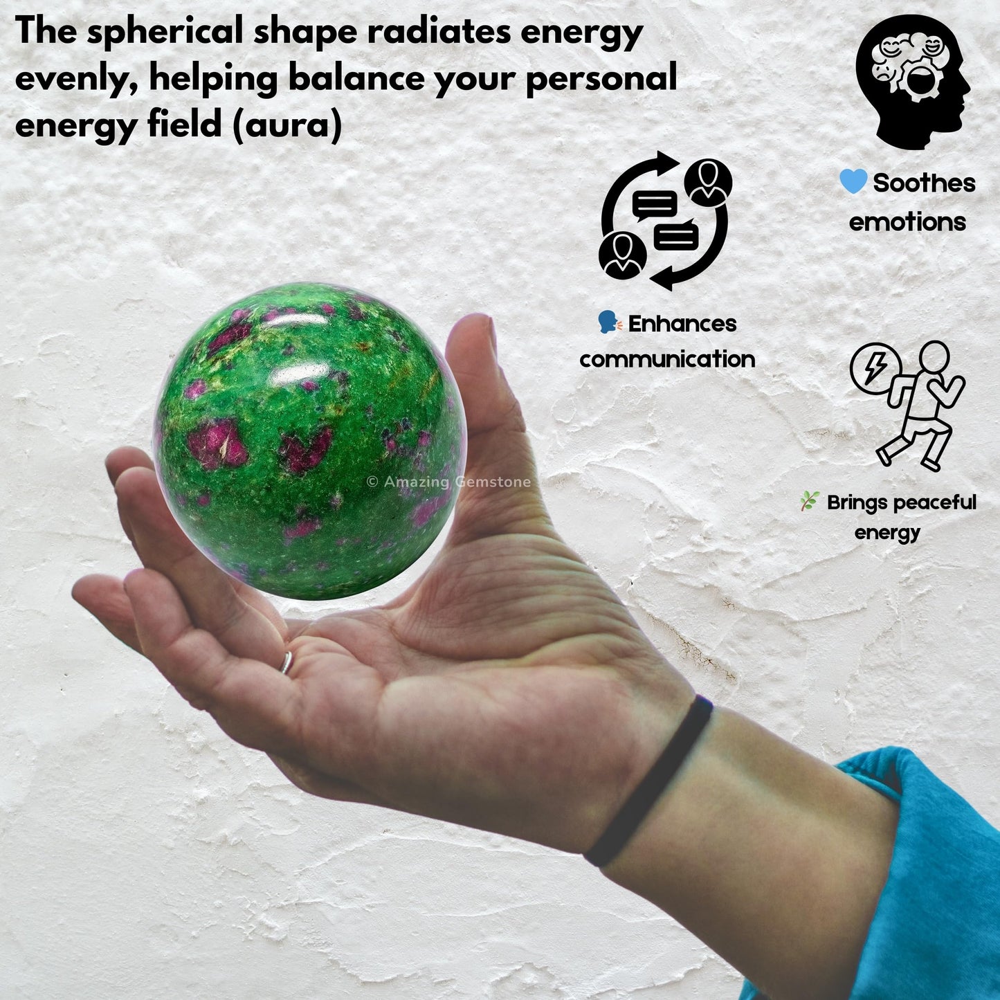 Amazing Gemstone Ruby Zoisite Crystal Ball with Stand - 2 Inches Crystal Sphere Meditation Balls for Witchcraft and Decorative Balls