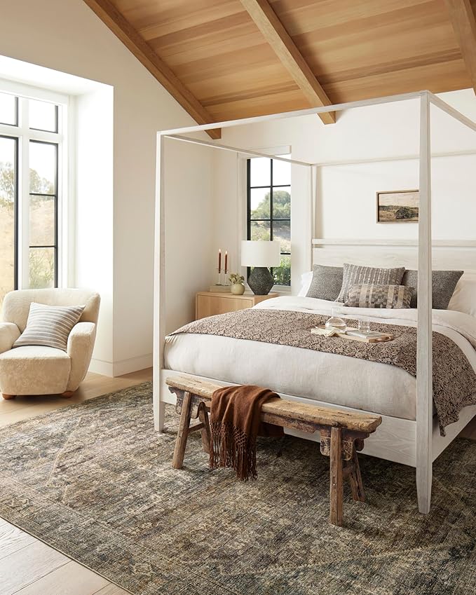 Loloi Amber Lewis Morgan Collection MOG-05 Spice/Lagoon 9'-6" x 13'-6" 38" Thick Area Rug feat. CloudPile, Neutral, Room Décor, Vintage Inspired, Livingroom, Bedroom, Dining Area