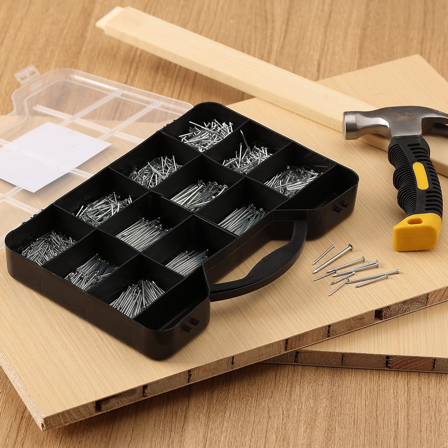 Mr. Pen- Nail Assortment Kit, 1500 Pcs, Assorted 12 Sizes Brad Head and Flat Head Nails, Small Nails for Hanging Pictures Bulk