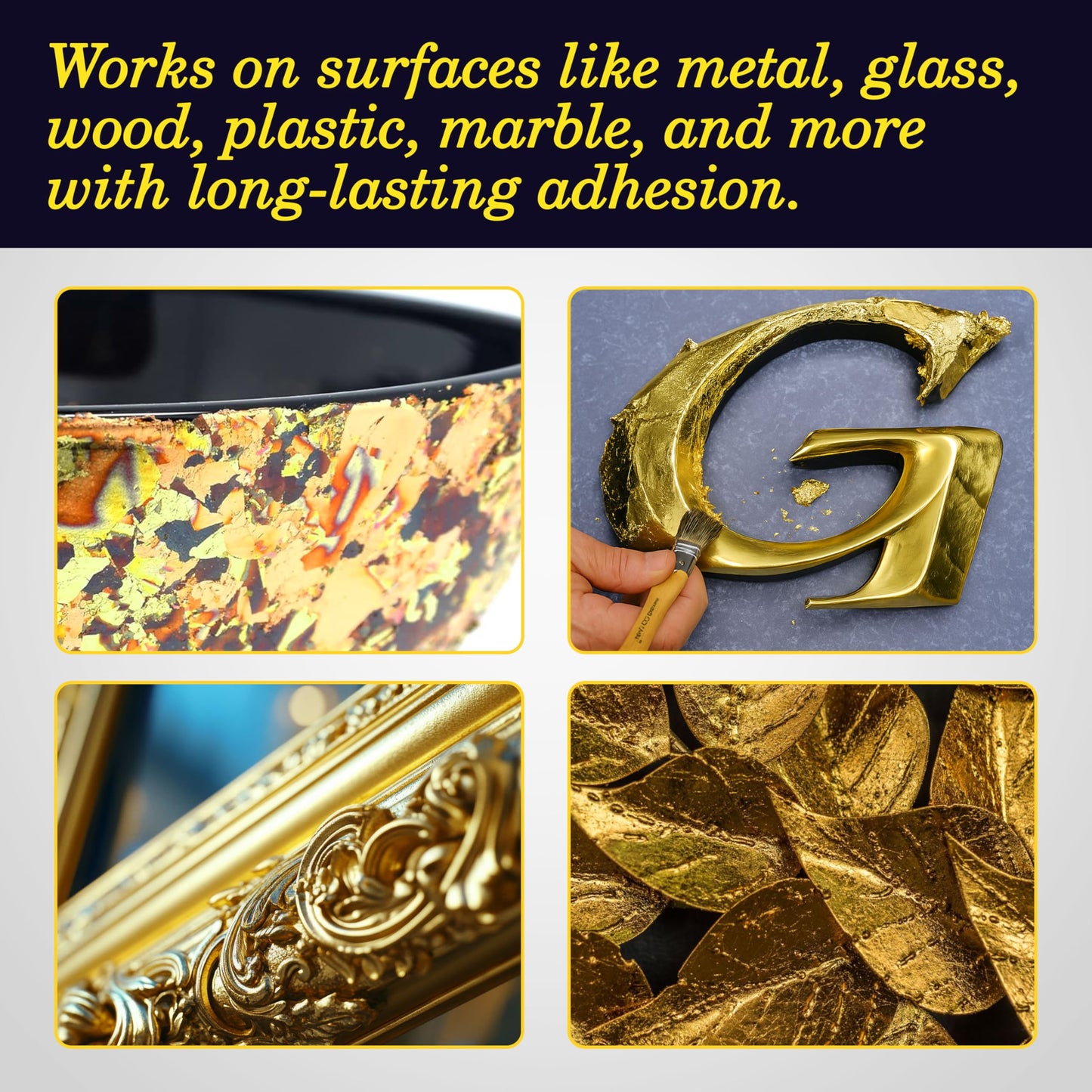 Barnabas Gold Leaf Kit – 100 Gold Leaf Sheets for Art, 100 Silver Foil, 100ml Leaf Adhesive & Sealer, Brushes & Tools for Gilding, Crafts, Foil Sheets, and Decorative Projects