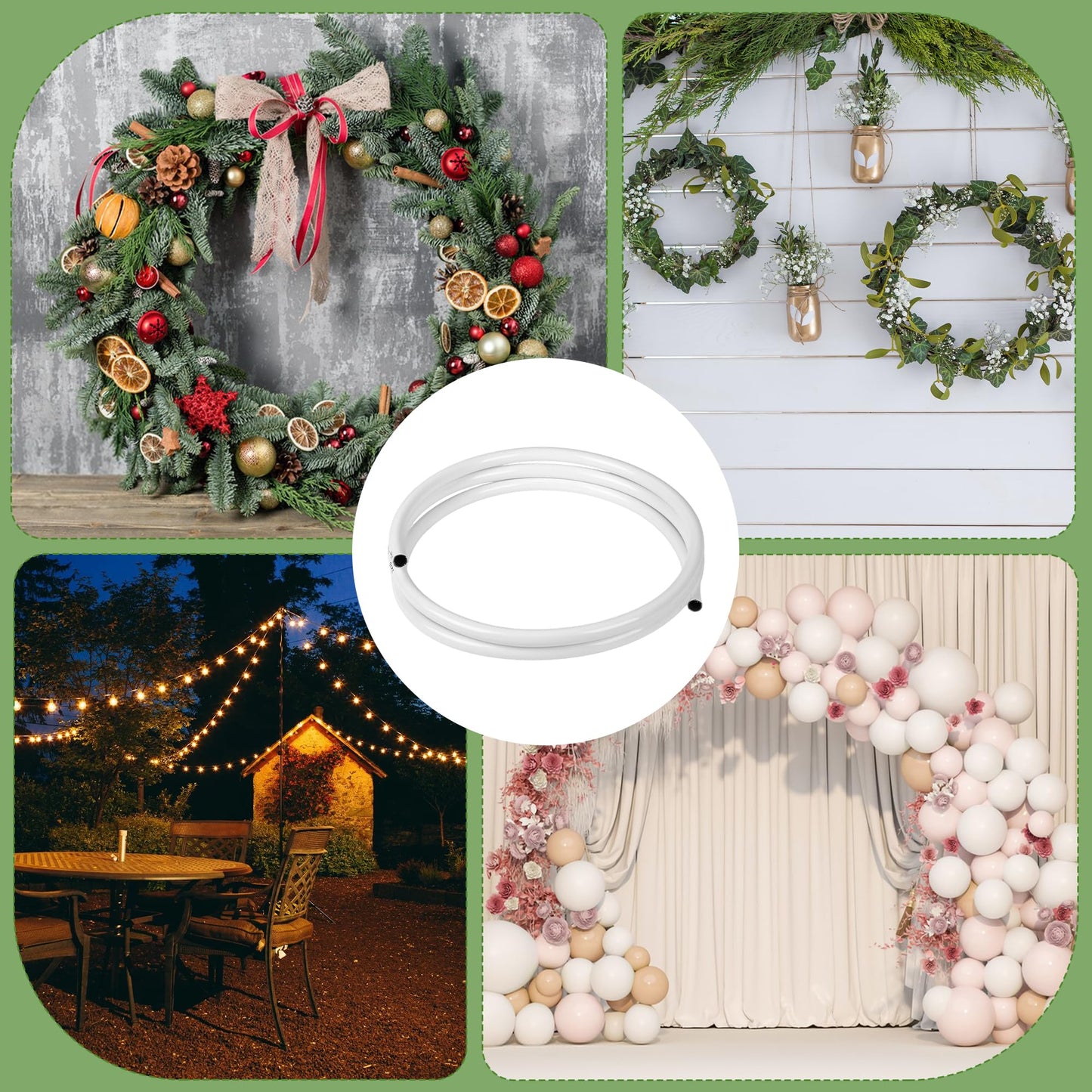 Giant Flower Stand Kit - 3 Pcs 78.7 Inch White Flexible PVC Pipe & Sturdy Flower Pole Display Stand Base for Large Floral Decor, Wedding Backdrops, Balloon Arches, DIY Crafts (Includes Scissors)
