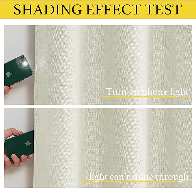 NICETOWN Natural Faux Linen Blackout Curtain Panels 24 inch Long, Thermal Insulated Light Blocking Window Coering Privacy Protect Energy Efficient for Small Windows Bedroom, 52 by 24 inch, 2 PCs