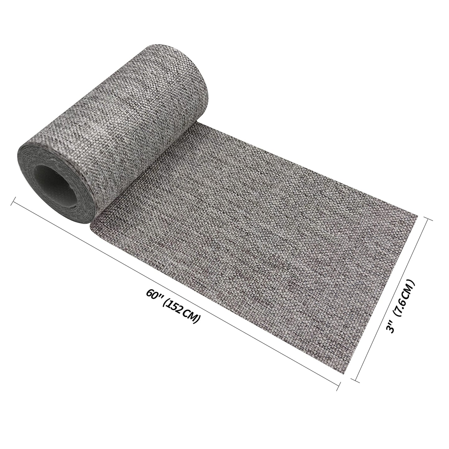 King Mountain Premium Linen Fabric Iron-on Repair Patch, Inside&Outside 3"x60" With Backing Glue, Decorative Kit (Medium Grey)