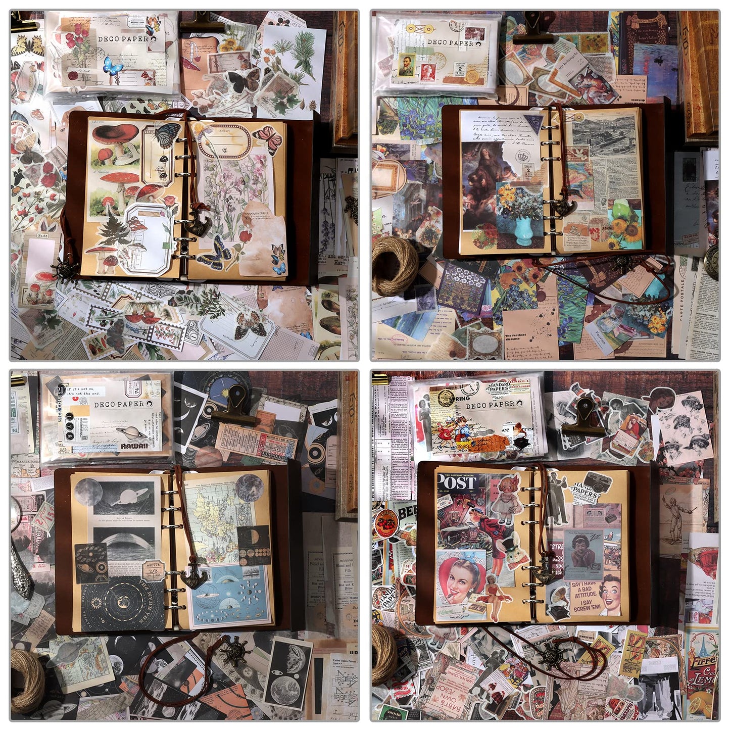 Draupnir 800pcs Vintage Junk Journal Supplies,Scrapbook Supplies Scrapbooking Paper and Stickers Ephemera for Art Aesthetic Journaling Kit Collage
