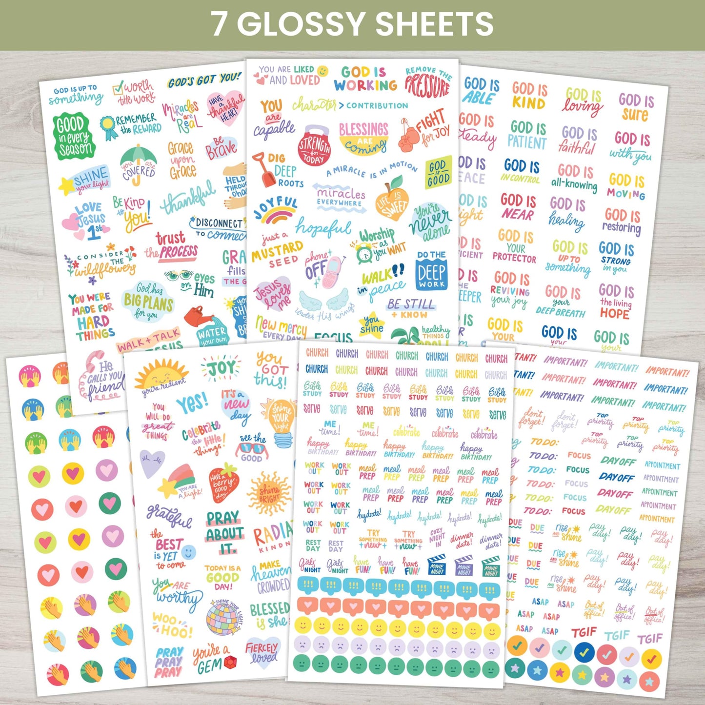 bloom daily planners x Cleerely Stated Rooted in Faith Sticker Pack - 8 Sheets /540 Stickers - Christian Planner Stickers for Journaling, Religious Encouragement, Bible Study, Prayer & Devotionals