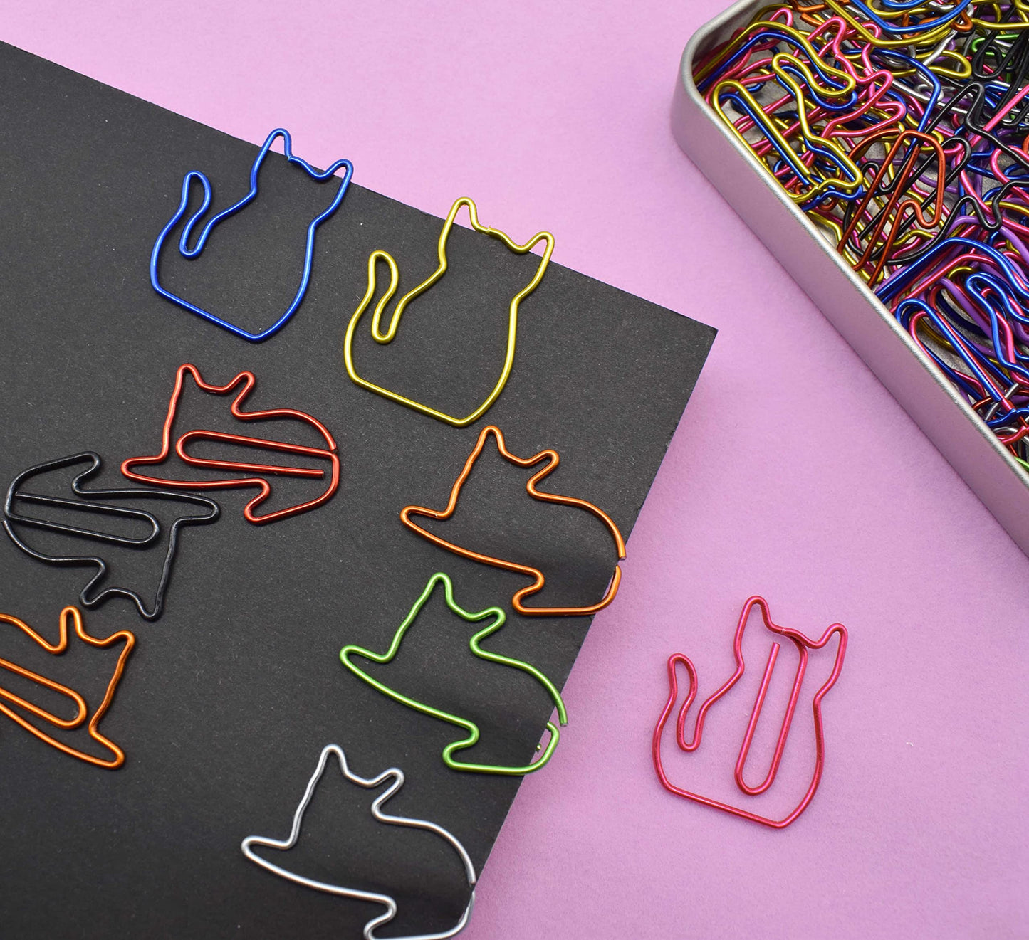 100 pcs Cat Paper Clips Cute Decorative Paperclips, Cat Lover Gifts for Women, Fun Office Supplies for Cat Lovers