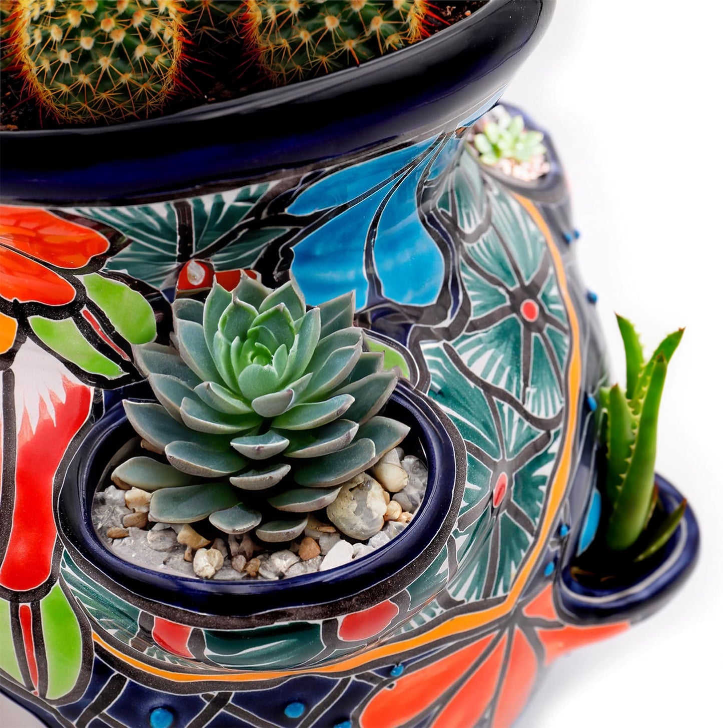 Evergreen Garden Talavera Mexican Strawberry Pottery Ceramic 10 inch Plant Pots | Flower Pots for Indoor Plants | Succulent Planters (10 in. Sky Blue)