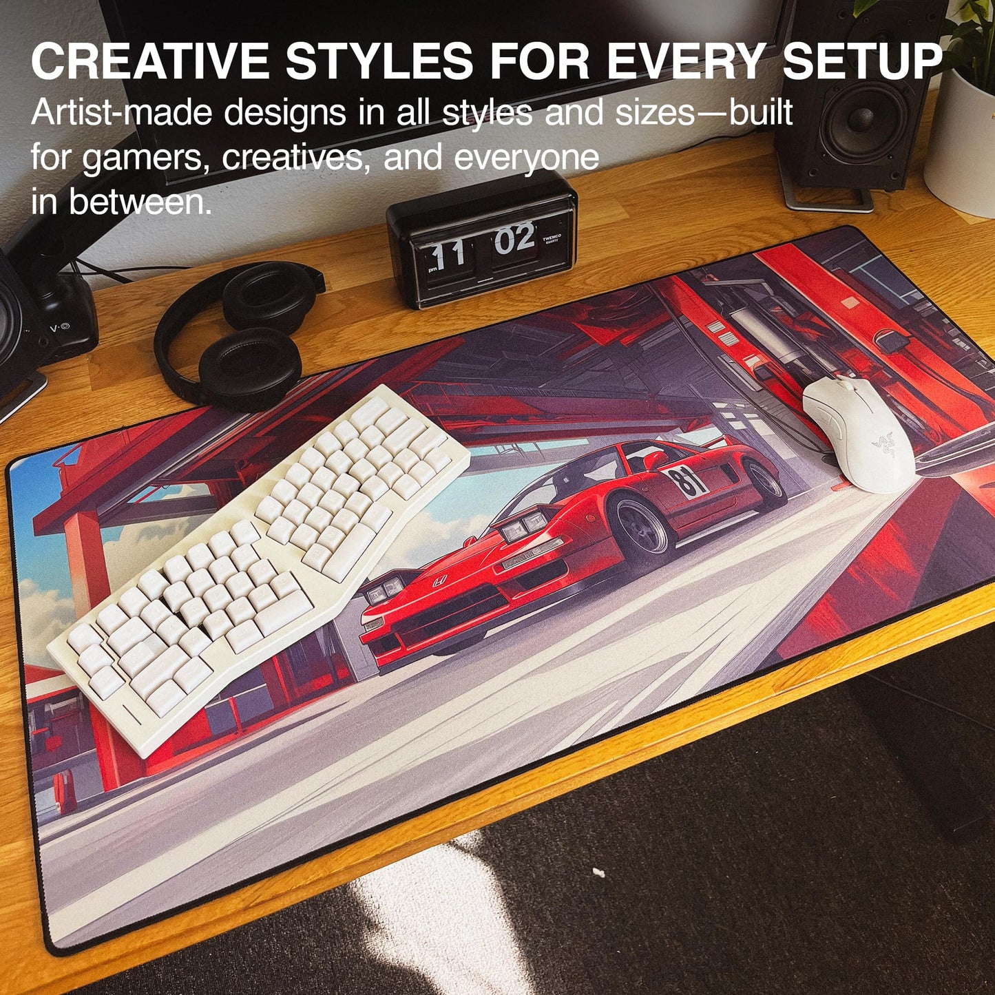 MPCO. Original Large Gaming Desk Mat – 36" x 17" Aeroglyde Manga Motors Miros-Honda Full Desk Mouse Pad for Smooth Precision – Non-Slip, Washable Extra-Large PC Mouse Pad for Gaming Sessions