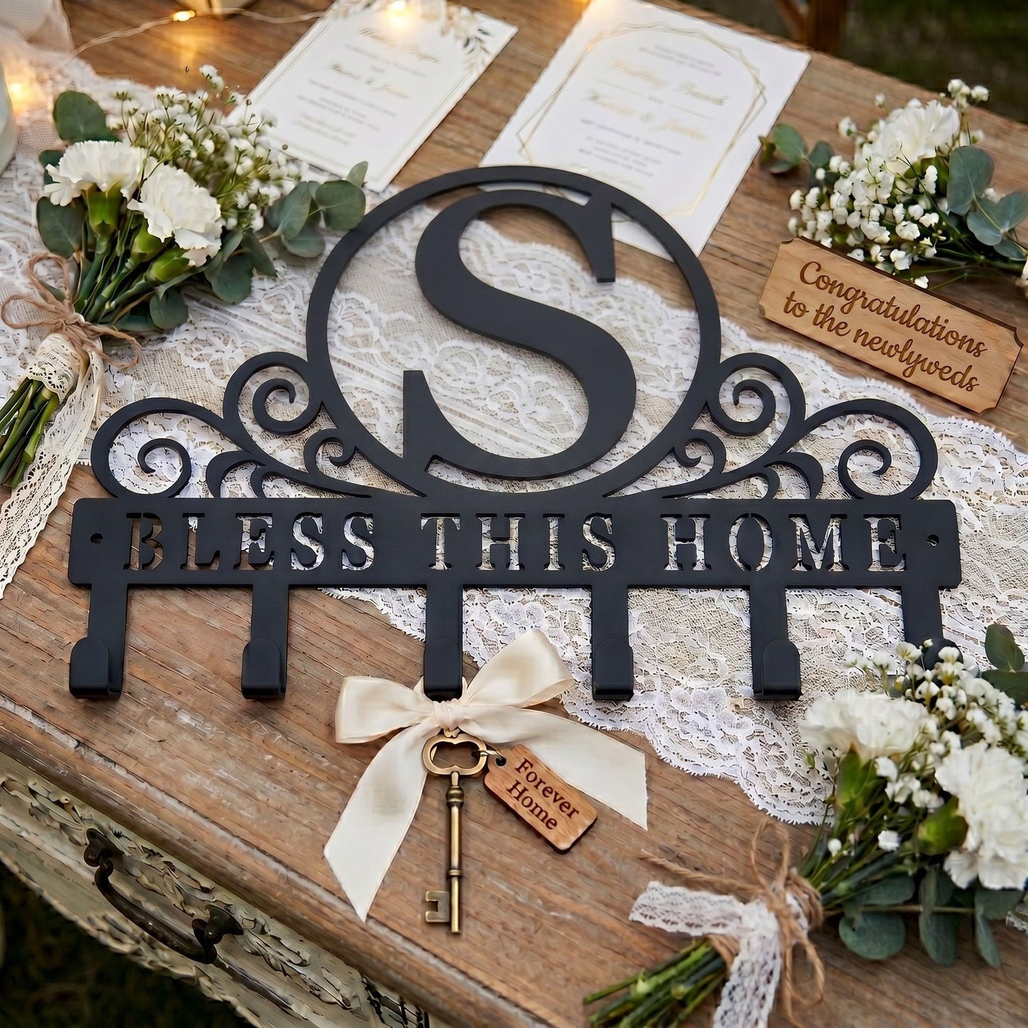 SIFZYJGN Personalized Metal Monogram Key Holder Wall Mount, Custom Letter Metal Key Holder for Wall Key Hooks Coat Rack, Perfect for Bathroom, Living Room, Kitchen