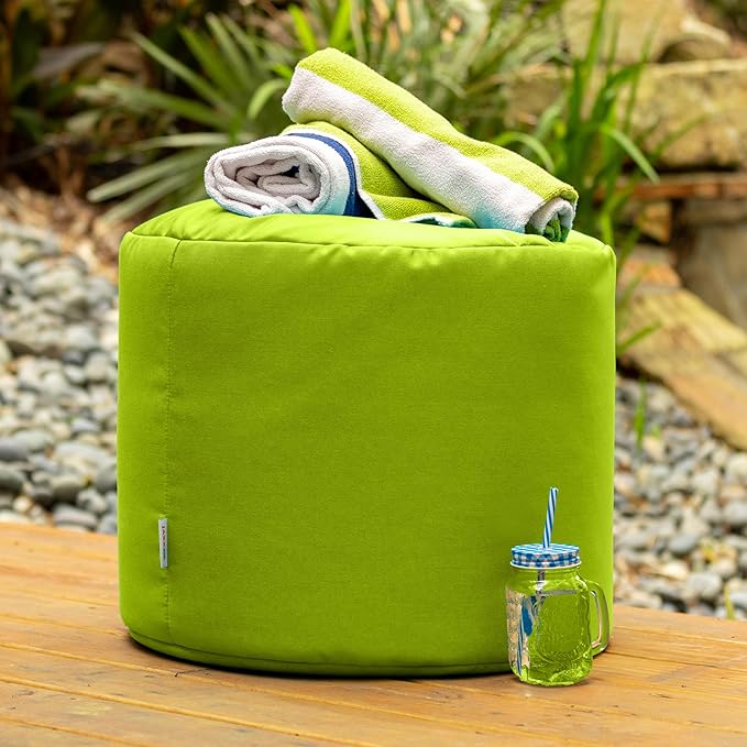 Jaxx Spring Indoor/Outdoor Bean Bag Pouf Ottoman, Lime