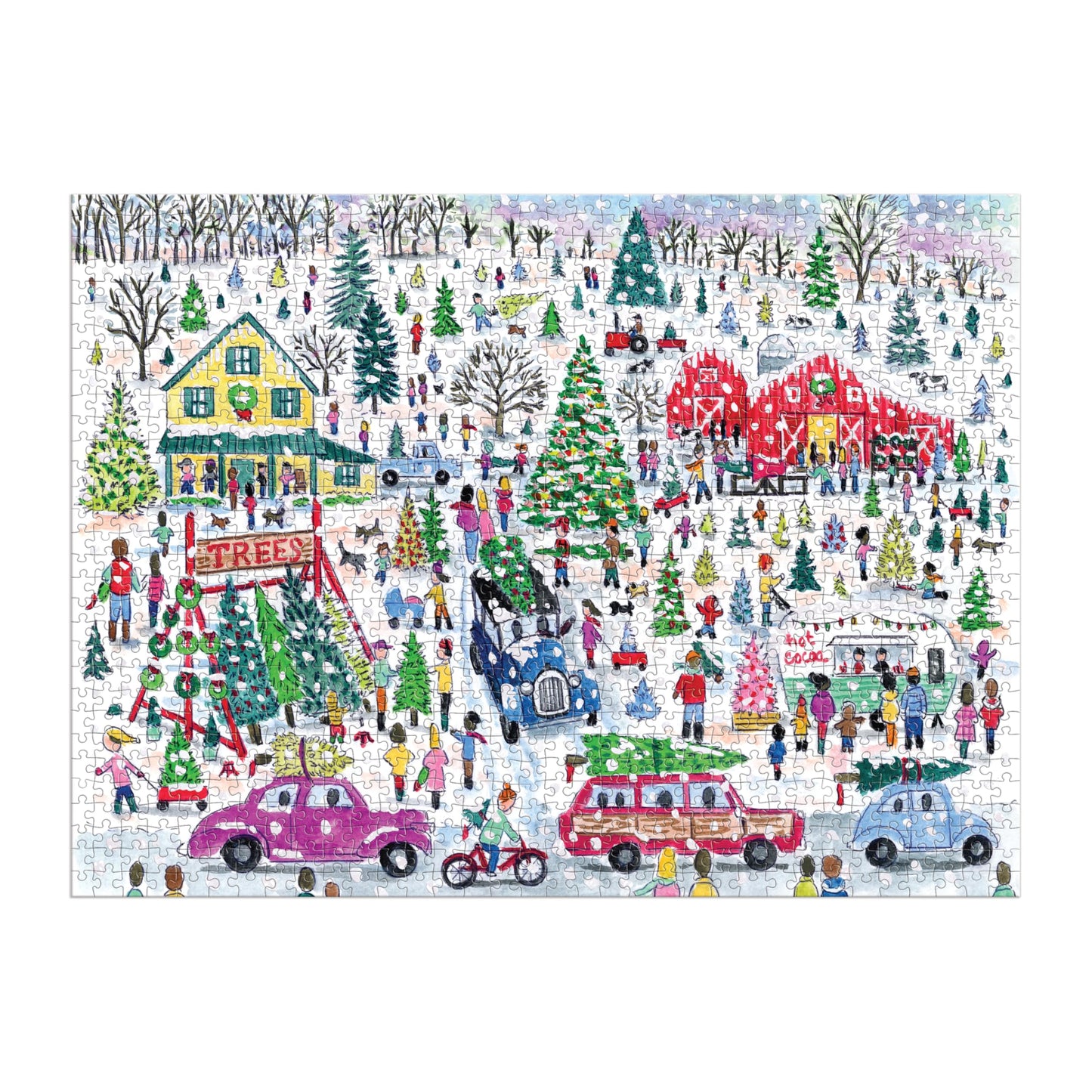 Galison Michael Storrings Christmas Tree Farm 1000 Piece Foil Puzzle from Galison - 20" x 20" Holiday Puzzle Featuring Beautiful Illustrations, Thick and Sturdy Pieces, Makes a Wonderful Gift!