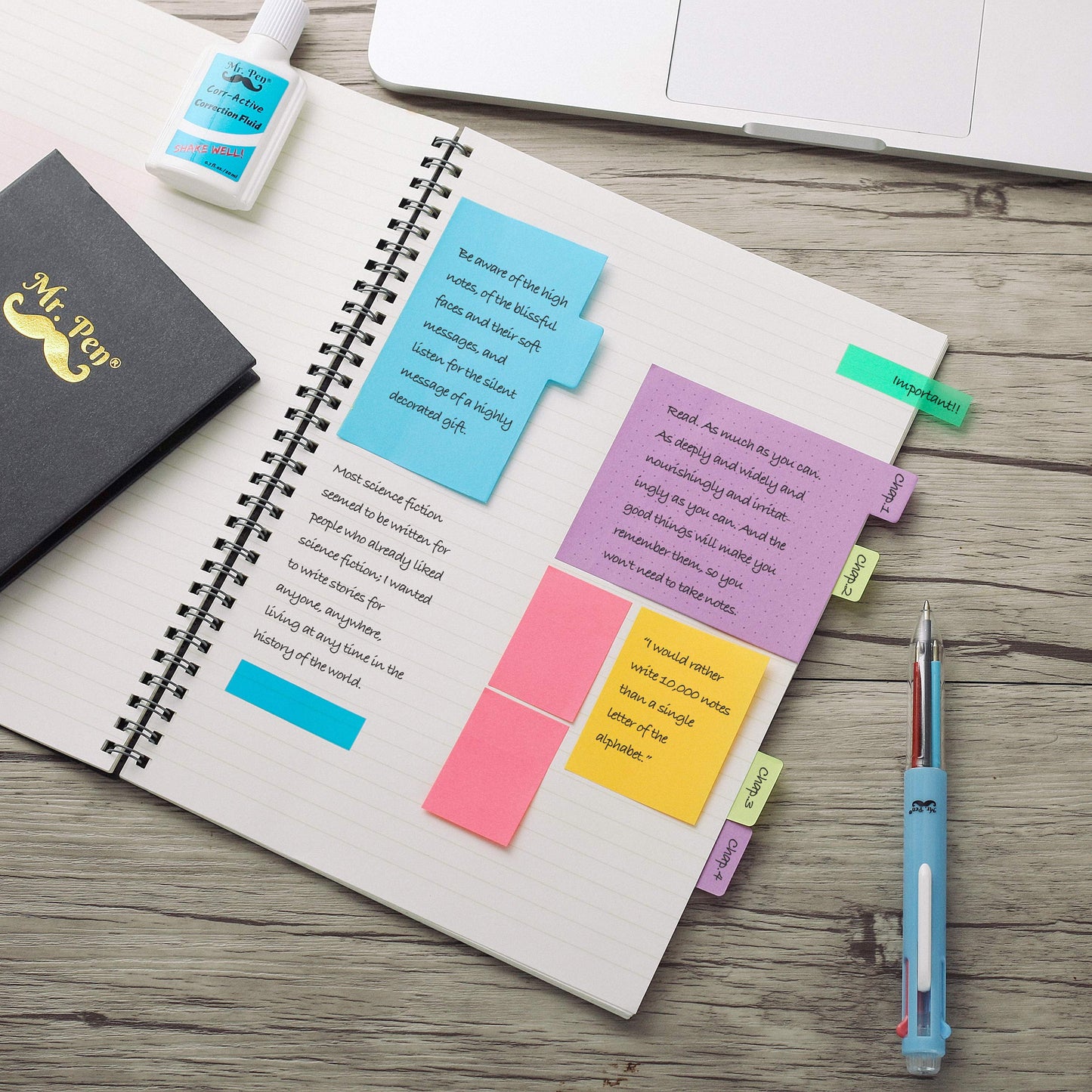 Mr. Pen- Sticky Notes Set, 410 Pack, Ruled, Dotted & Blank Notes with 150 Index Tabs, Divider Sticky Pads for Bible Study, Office, School, Planning, Journaling & Organization