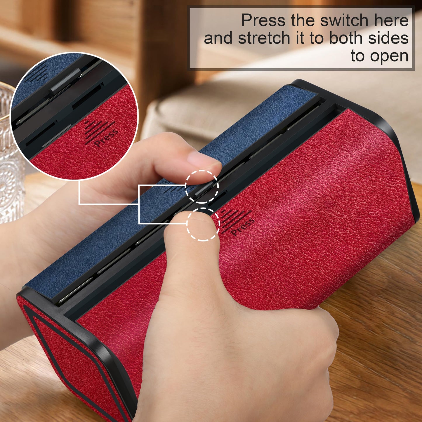 Kqimi Weekly Pill Organizer 2 Times a Day, Large Travel Pill Box 7 Day, Twice Daily AM PM Pill Case, Removable Pocket Pharmacy, Pill Container Holder for Vitamin, Medicine (Red and Blue)