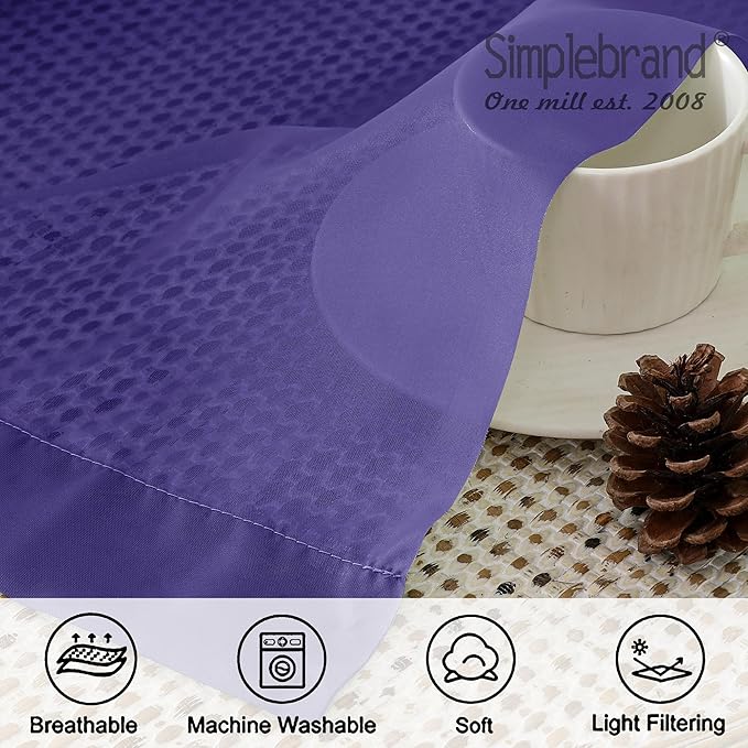 Simplebrand Purple Short Sheer Curtains 45 Inch Length for Small Windows, Rod Pocket 2 Panels Set Solid Voile Drapes Window Sheer Curtains for Bedroom Bathroom Kids Room Kitchen, 42x45 Inch
