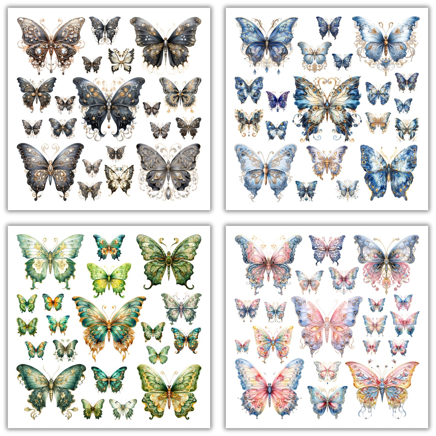XERE 400 Pcs Butterflies Flora and Fauna Scrapbook Stickers Set for Scrapbooking and Journaling Notebooks, Junk Journal Supplies, Sketchbook, Bookmark Making, Planner Sticker