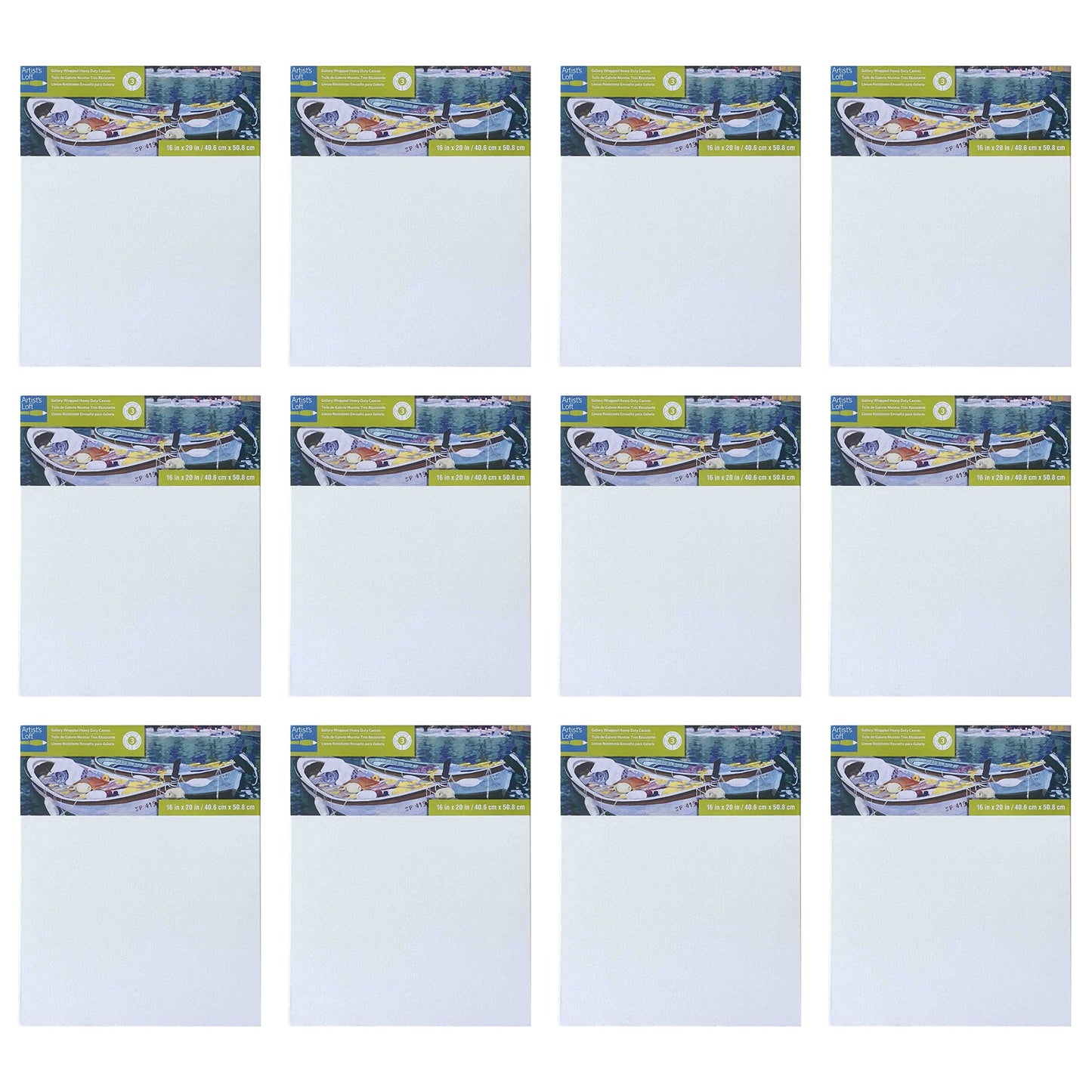 Artist's Loft 16" x 20" Level 3 Gallery Wrapped Heavy Duty Canvas - Archival, Acid Free Cotton Canvas for Paint, Acrylic, & Oils - Bulk 12 Pack