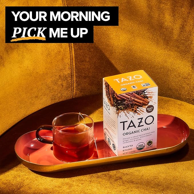 TAZO Organic Chai Black Tea Bags, Chai Tea, 96 Total Tea Bags (16ct - Pack of 6)